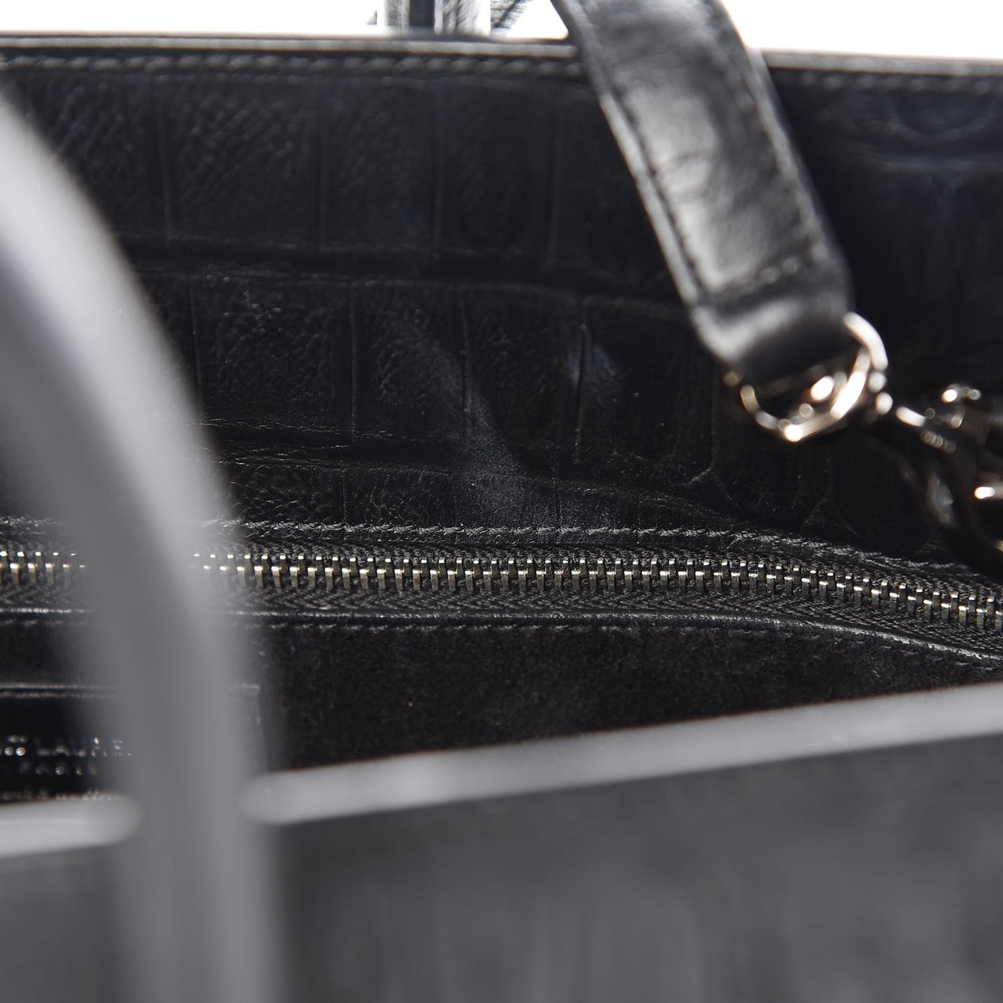 Calfskin Crocodile Embossed Small Sac de Jour Black