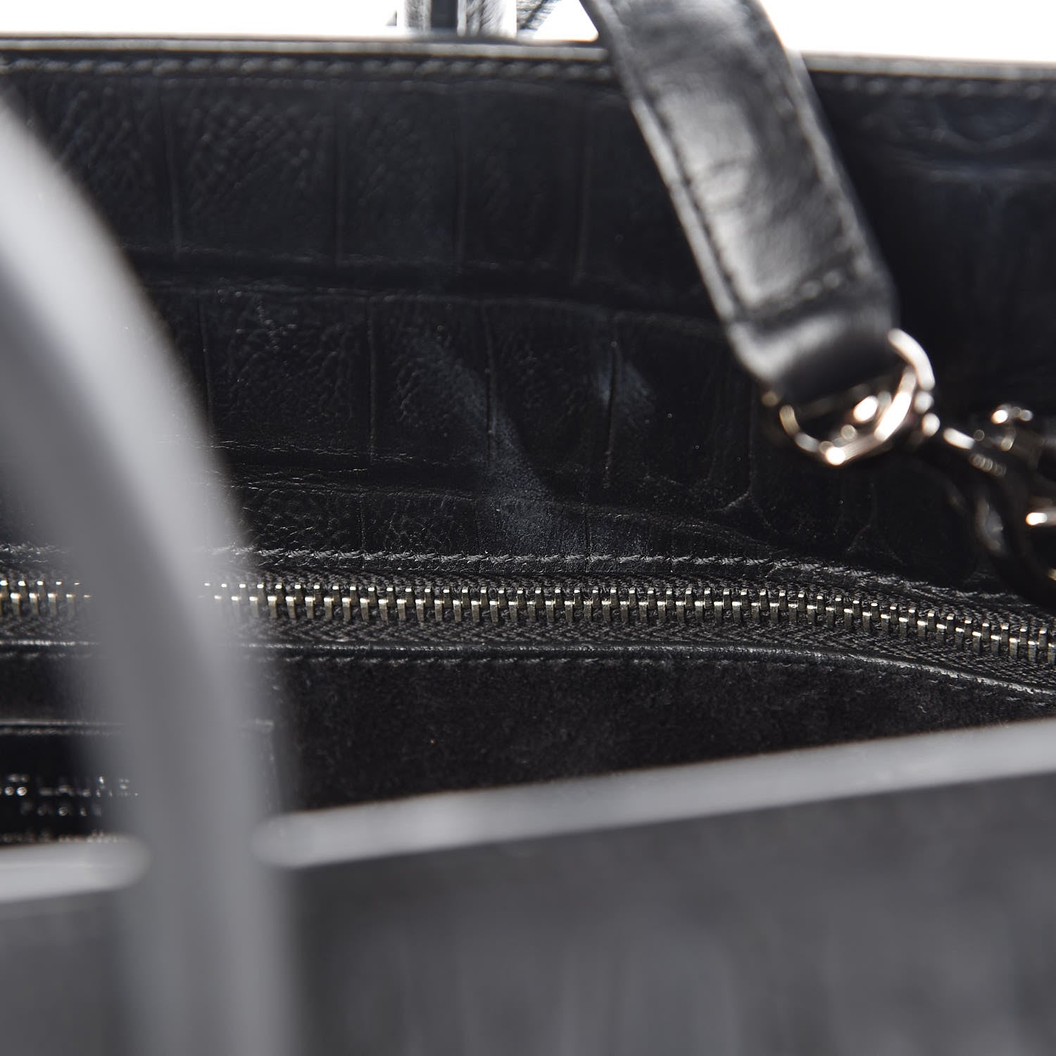 Saint Laurent Calfskin Crocodile Embossed Small Sac de Jour Black 8 of 10