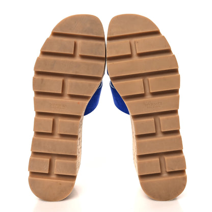 Hermes Suede Goatskin Cork Eze 30 Sandals 38 Bleu Ocean 6 of 10