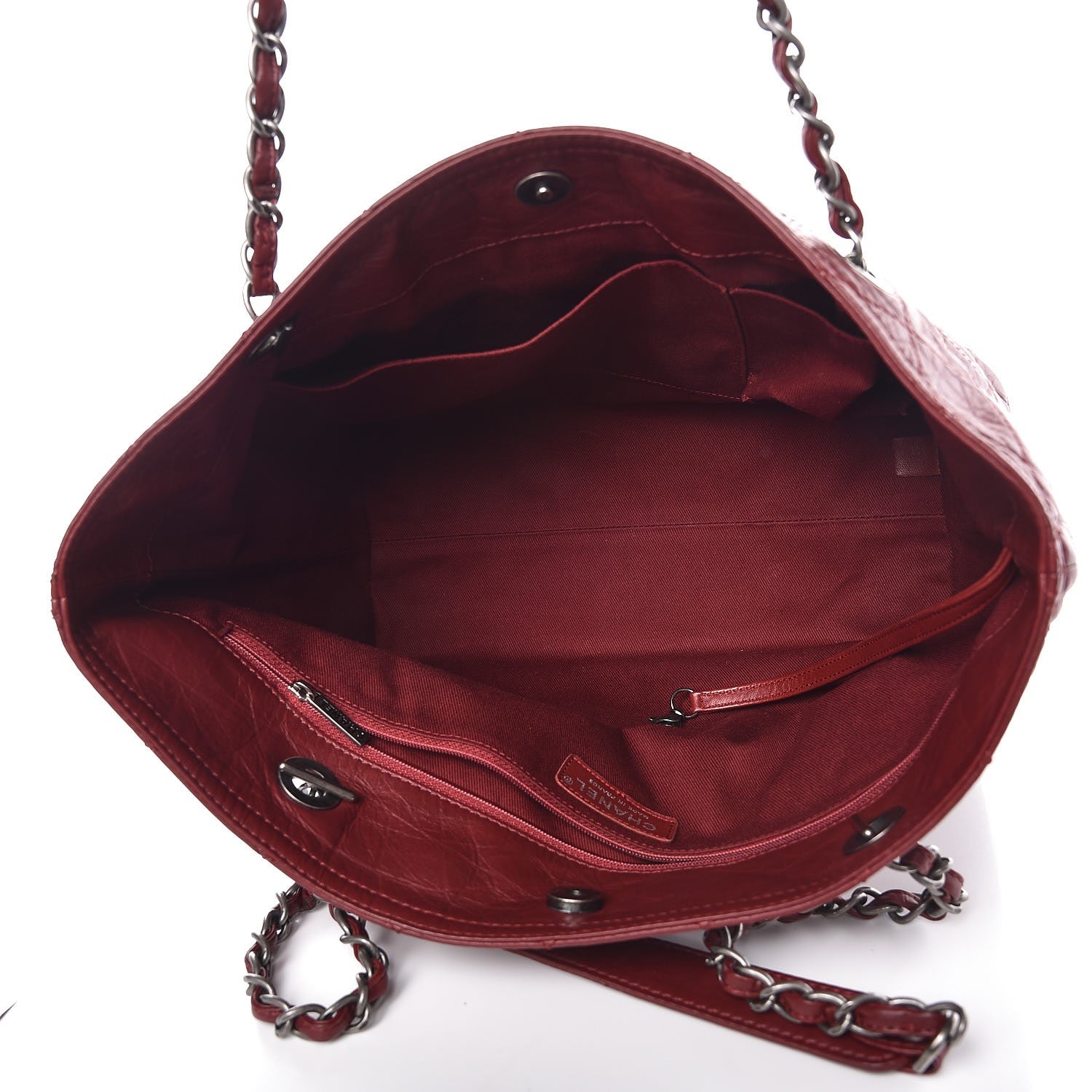 Chanel Aged Calfskin Small Shopping In Moscow Tote Burgundy 5 of 7