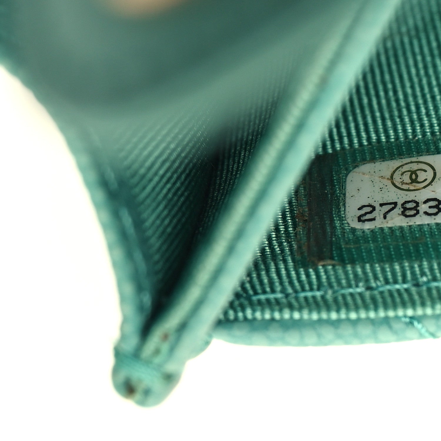 Chanel Caviar Flat Chevron Quilted Flap Card Holder Green 8 of 10
