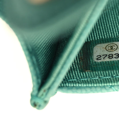 Chanel Caviar Flat Chevron Quilted Flap Card Holder Green 8 of 10