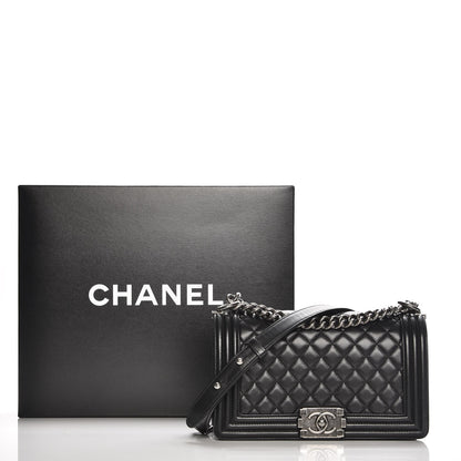Chanel Lambskin Quilted Medium Boy Flap Black 9 of 9