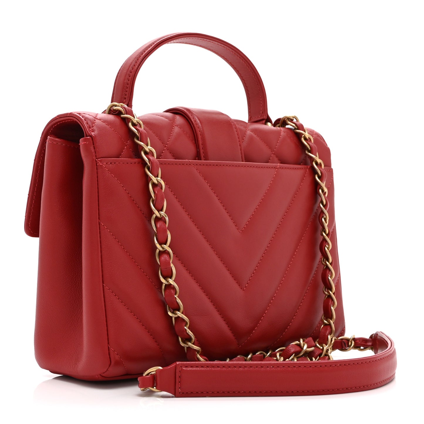 Calfskin Quilted Chevron In The City Bag Red