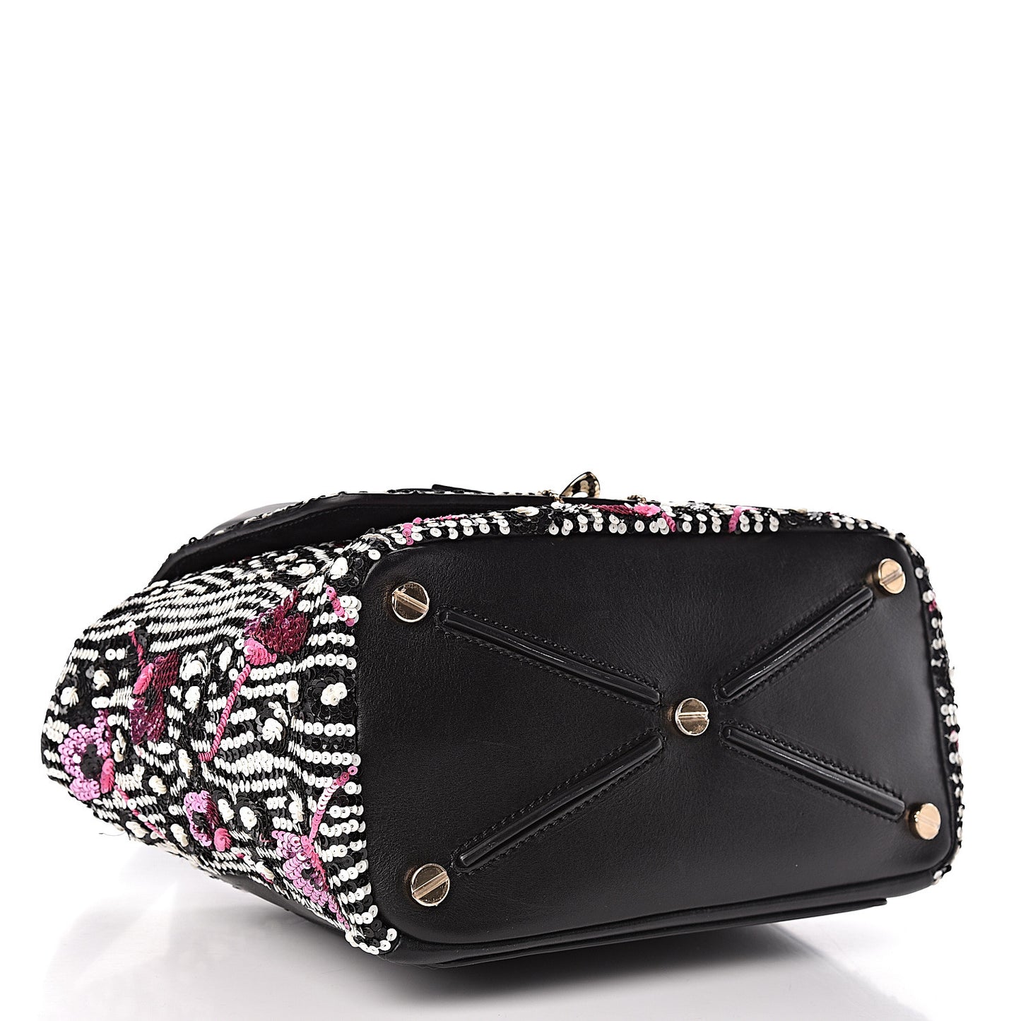 Sequin Calfskin Small Demilune Double Handle Satchel Multi