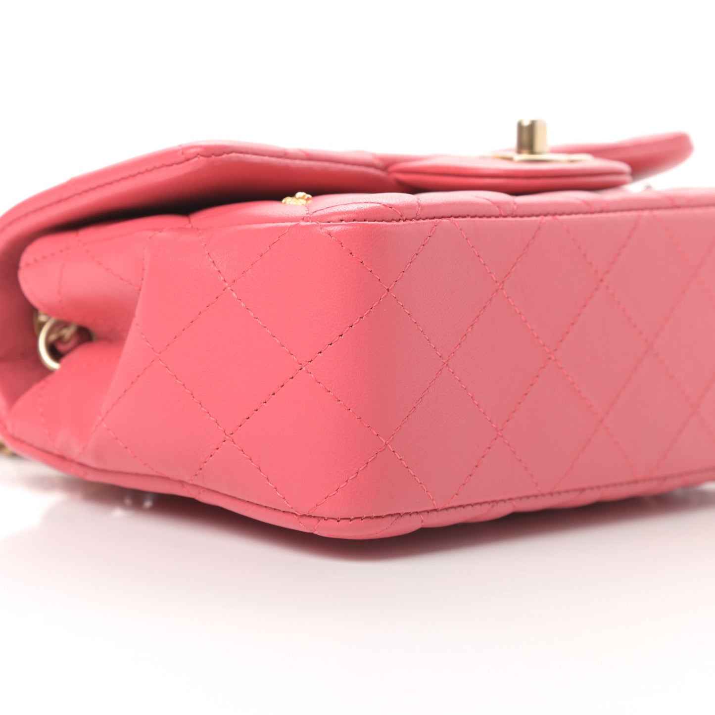 Lambskin Quilted Studded Mini Rectangular Flap Pink