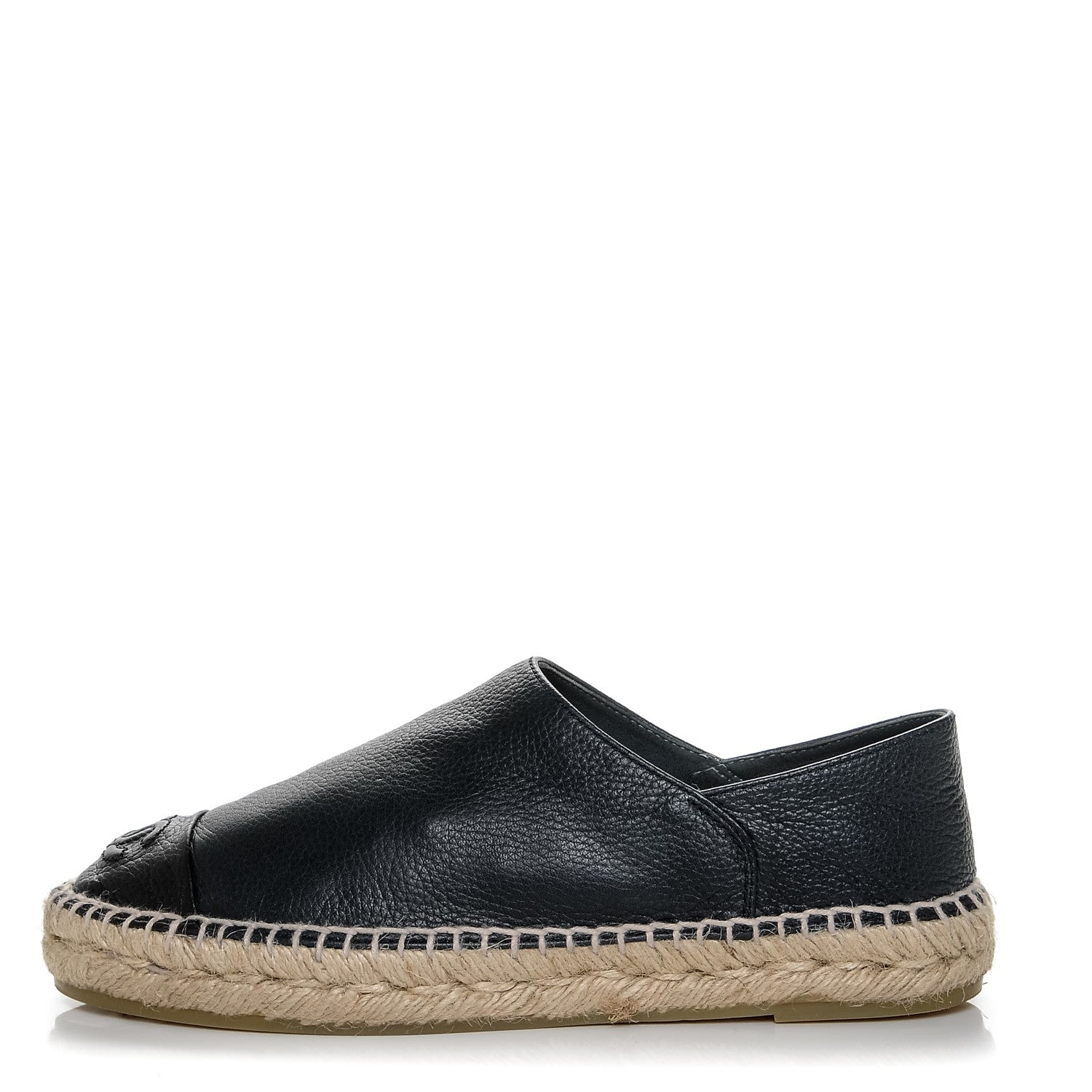Chanel Grained Calfskin CC Espadrilles 37 Navy Black 1 of 11