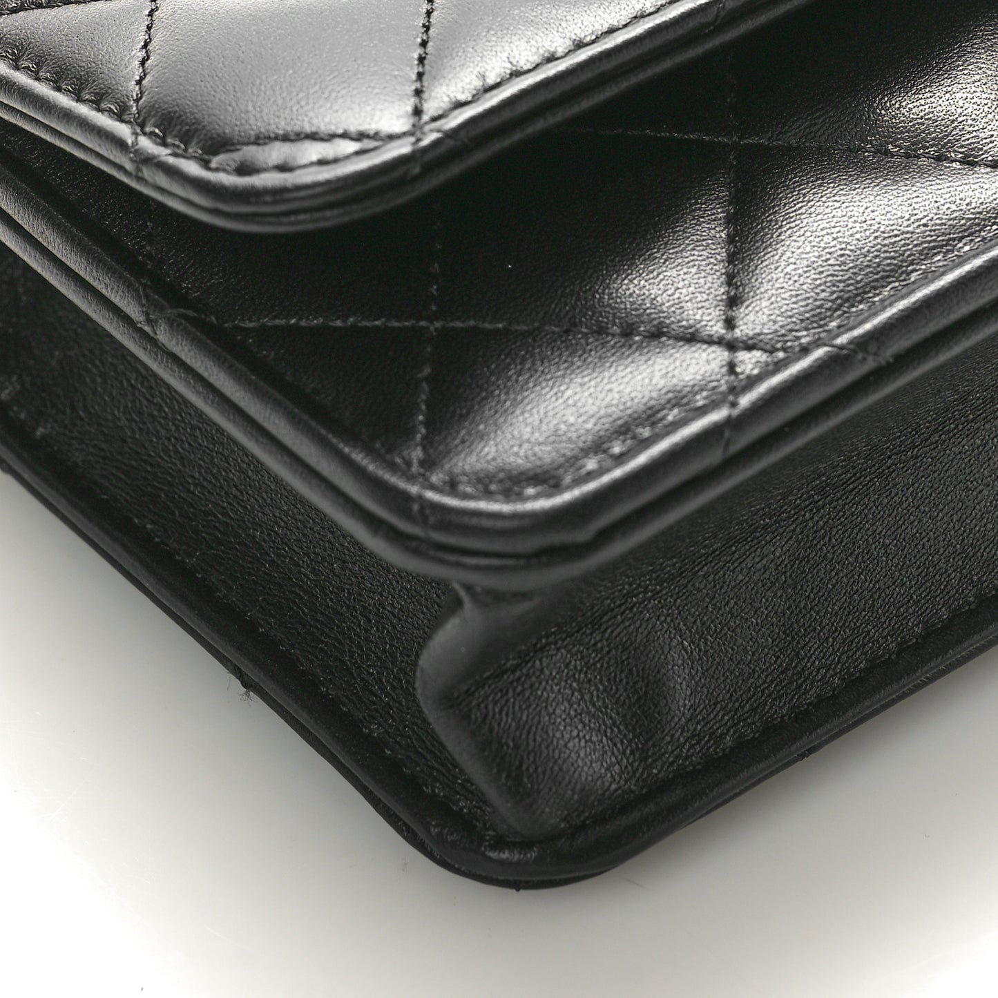 Lambskin Quilted Trendy CC Long Clutch With Chain Black