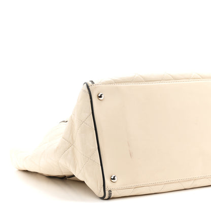 Chanel Glazed Lambskin Quilted North South XL Tote White 9 of 11