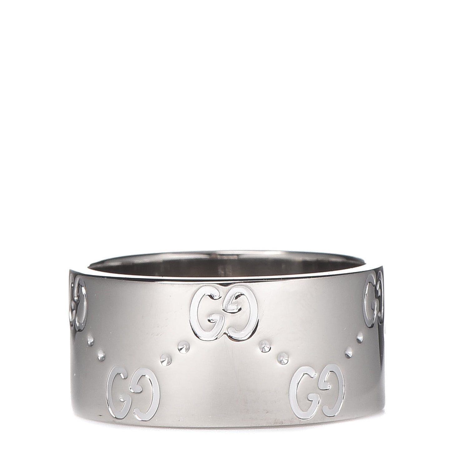 18K White Gold 9mm Icon Band Ring 53 6.25