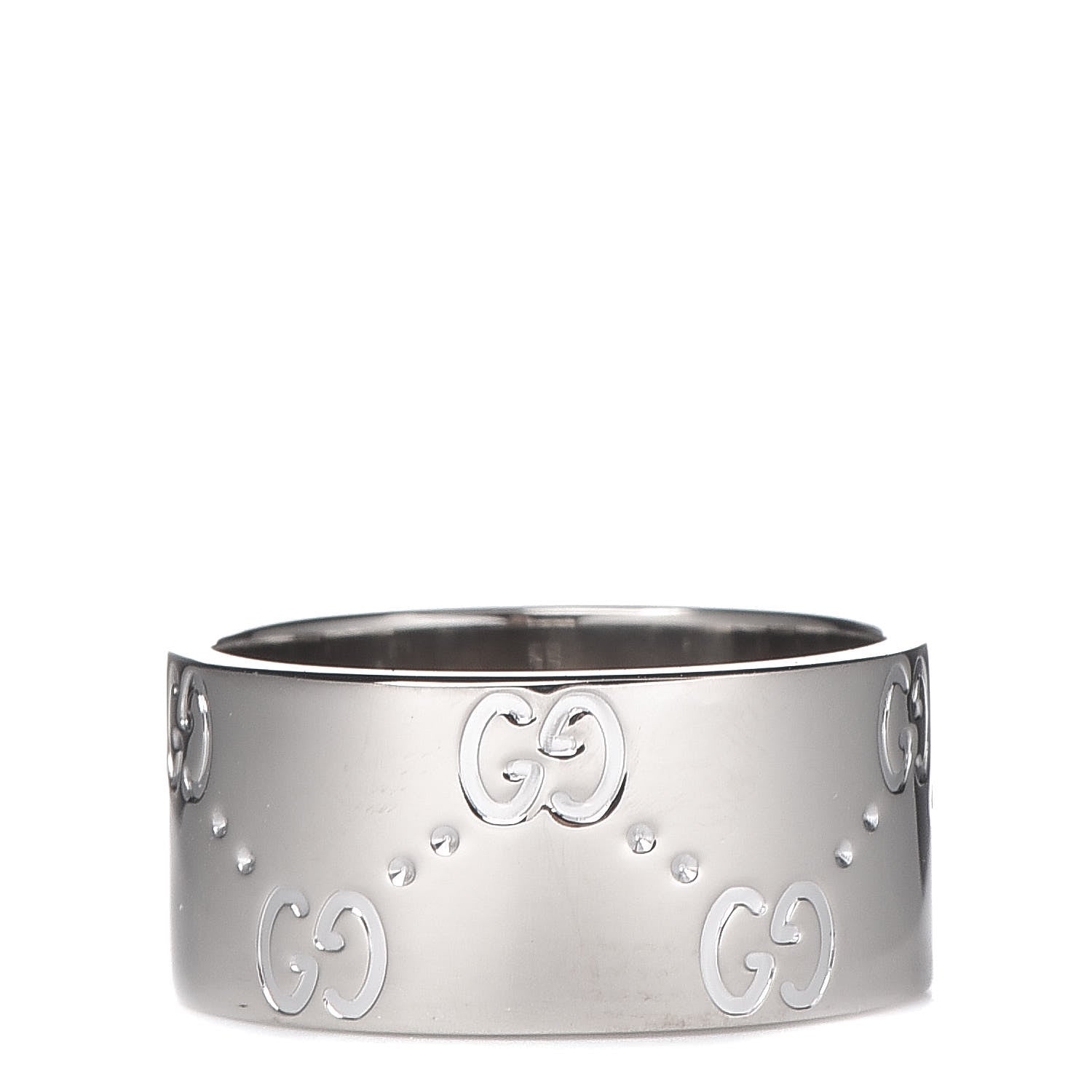 Gucci 18K White Gold 9mm Icon Band Ring 53 6.25 3 of 6