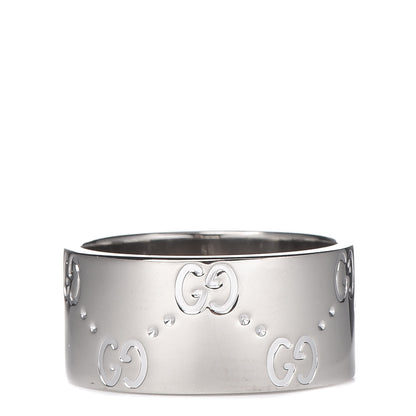 Gucci 18K White Gold 9mm Icon Band Ring 53 6.25 3 of 6