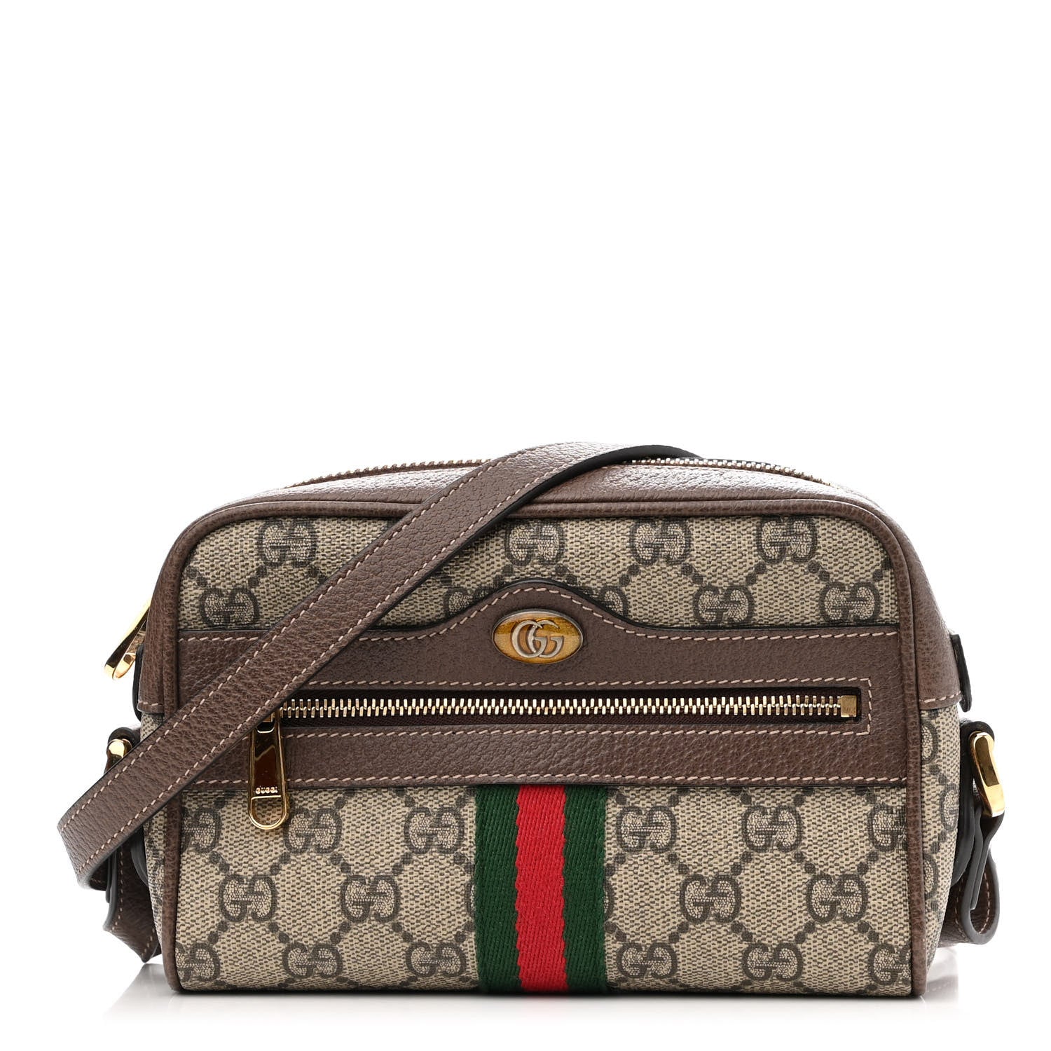 Gucci GG Supreme Monogram Web Mini Ophidia Shoulder Bag Brown 1 of 10