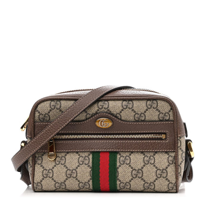 Gucci GG Supreme Monogram Web Mini Ophidia Shoulder Bag Brown 1 of 10