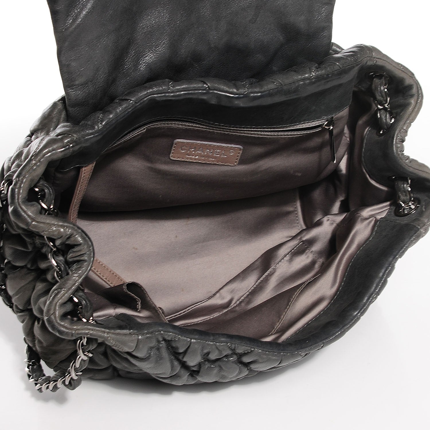 Chanel Calfskin Bubble Quilt Accordion Flap Grey 5 of 7
