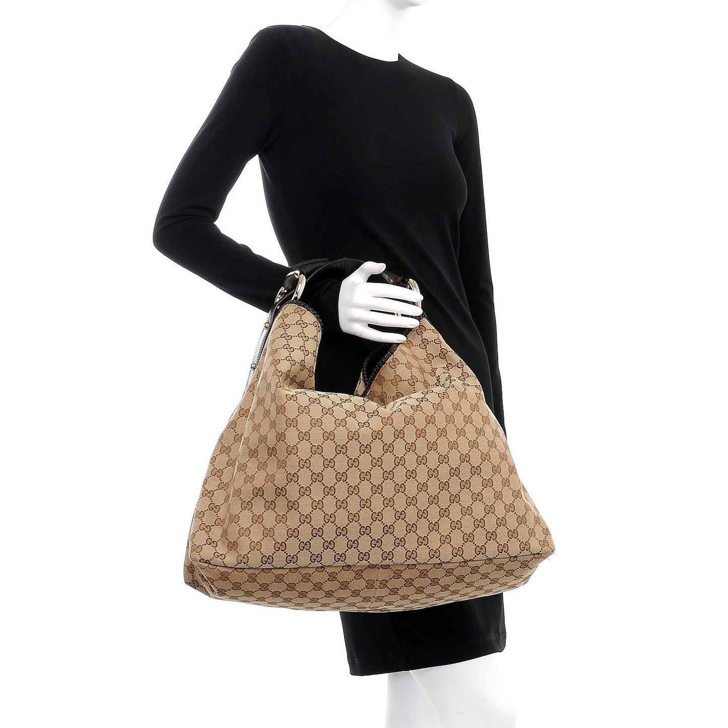 Monogram Large Horsebit Chain Hobo Dark Brown