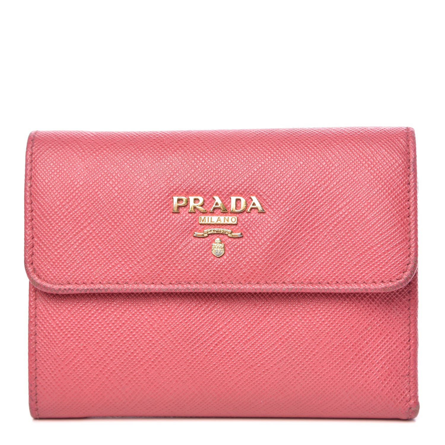 Prada Saffiano Metal Flap Wallet Peonia 1 of 15