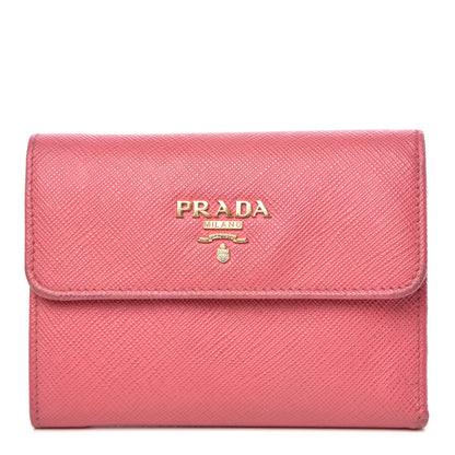 Prada Saffiano Metal Flap Wallet Peonia 1 of 15