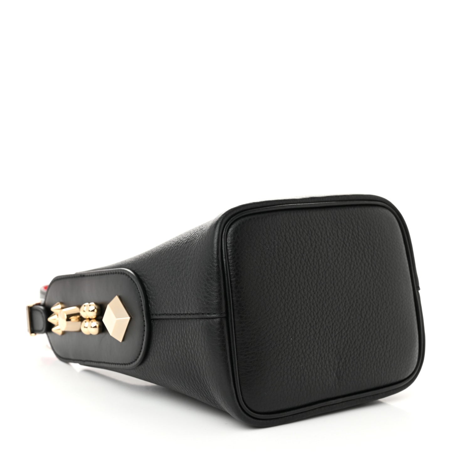 Grained Calfskin Mini Carasky Bucket Bag Black