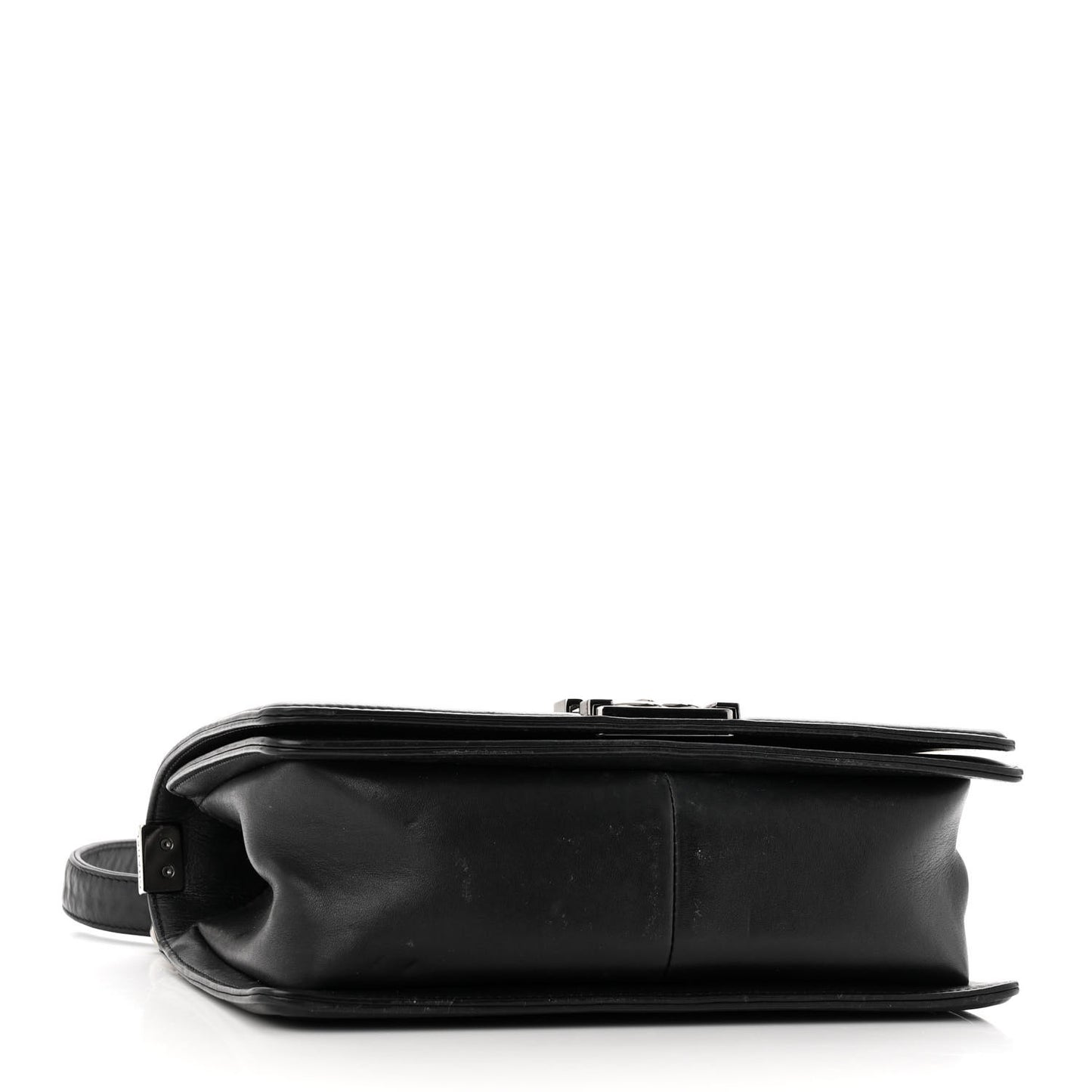 Calfskin Chevron Quilted Medium Chain Boy Flap Black