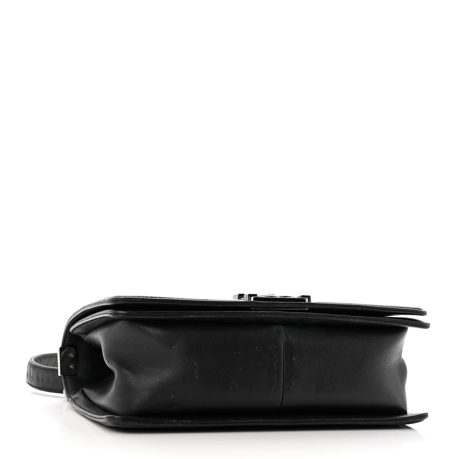 Chanel Calfskin Chevron Quilted Medium Chain Boy Flap Black 4 of 13