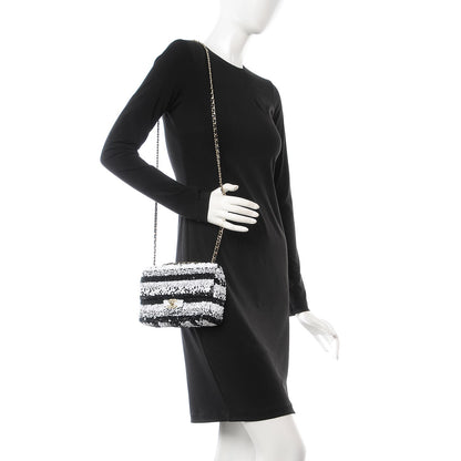Chanel Sequin Classic Small Flap Black White 2 of 7