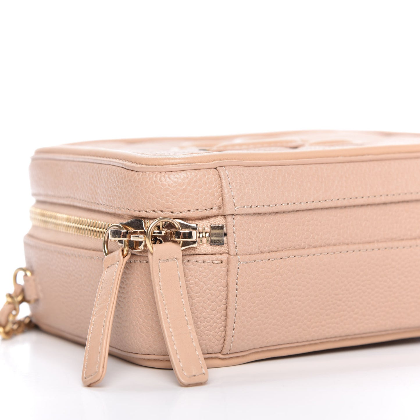 Caviar Quilted Small CC Filigree Vanity Case Beige