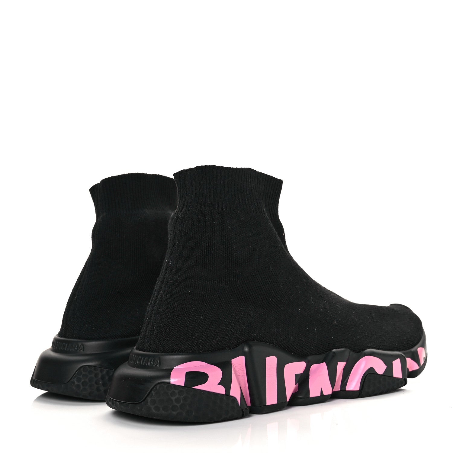 Balenciaga Recycled Knit Womens Speed Graffiti Sneakers 40 Black Pink 4 of 7