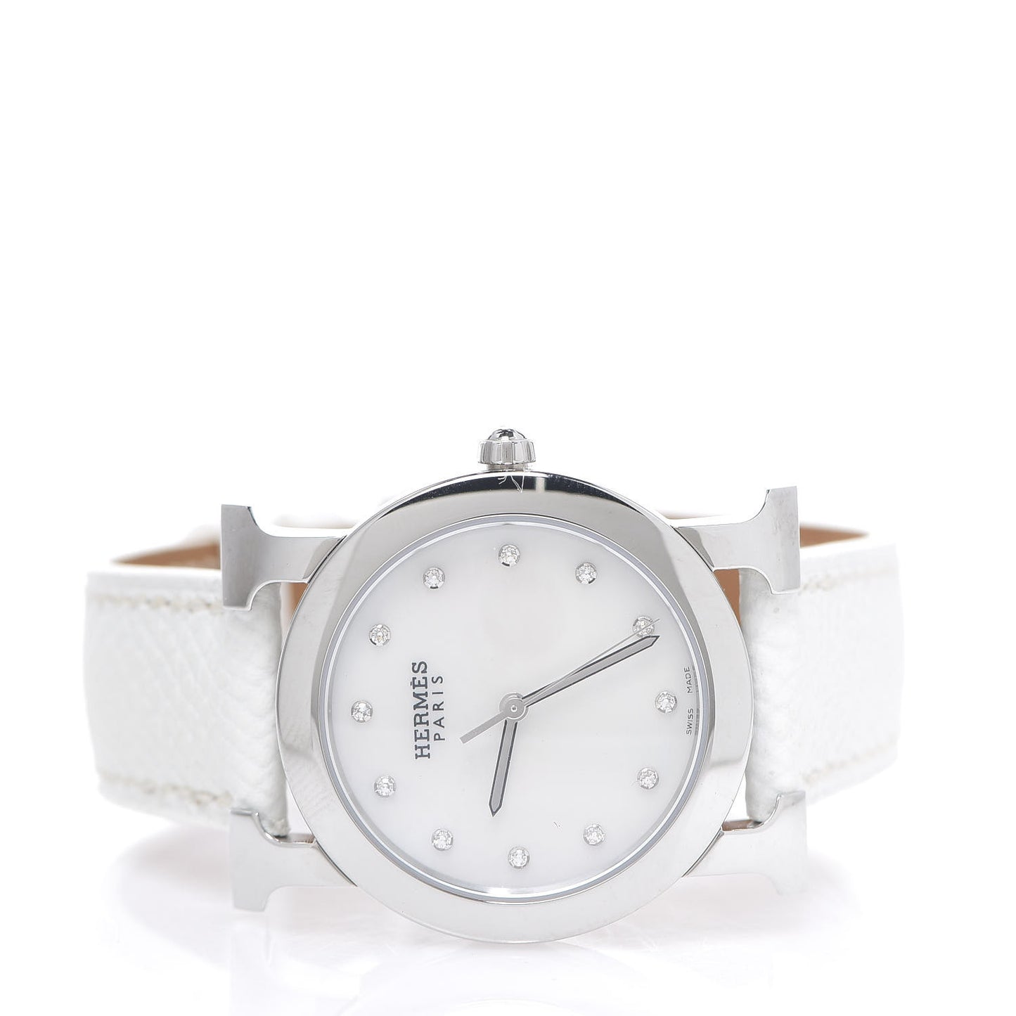 Stainless Steel Epsom Diamond Mother of Pearl 31mm H Ronde Quartz Watch Blanc