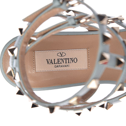 Valentino Garavani Nappa Rockstud Ankle Wrap Flat Thong Sandals 37 Celadon 7 of 9