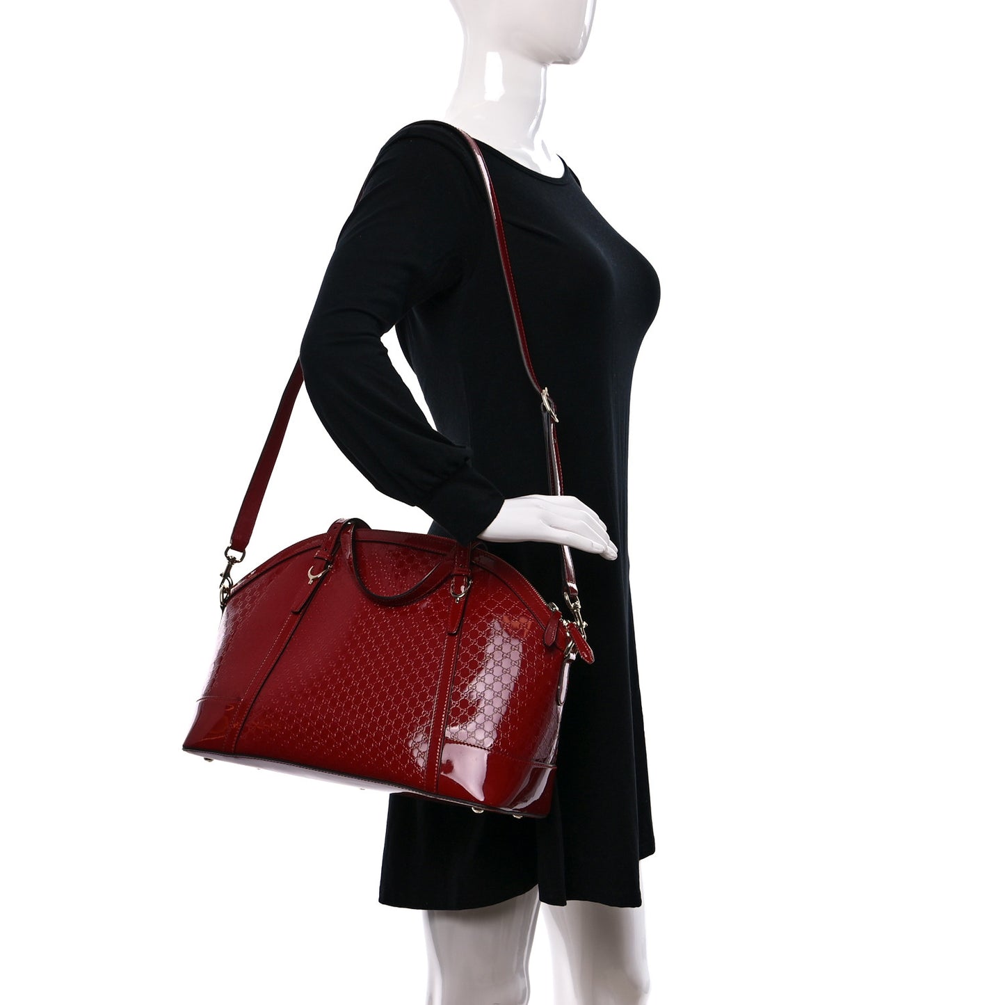 Patent Microguccissima Medium Nice Top Handle Dome Bag Rose Bed