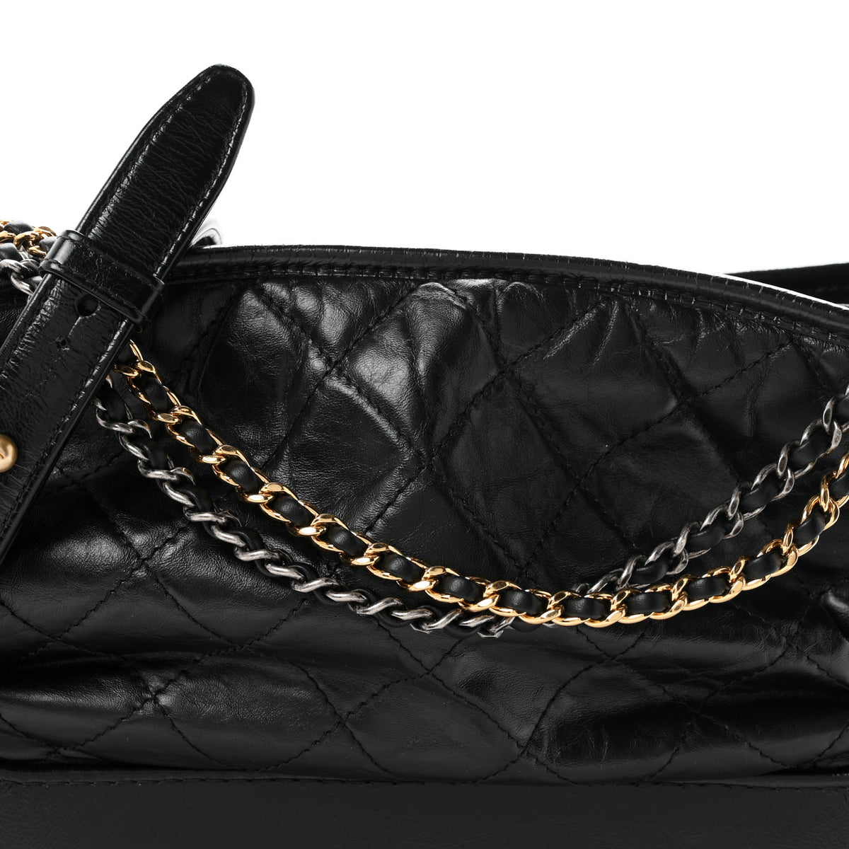 Chanel Aged Calfskin Quilted Medium Gabrielle Hobo Black 8 of 10