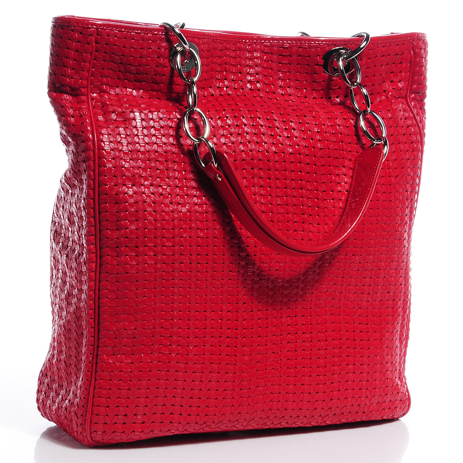 Christian Dior Lambskin Woven Medium Dior Soft Tote Rouge Moyen 3 of 10