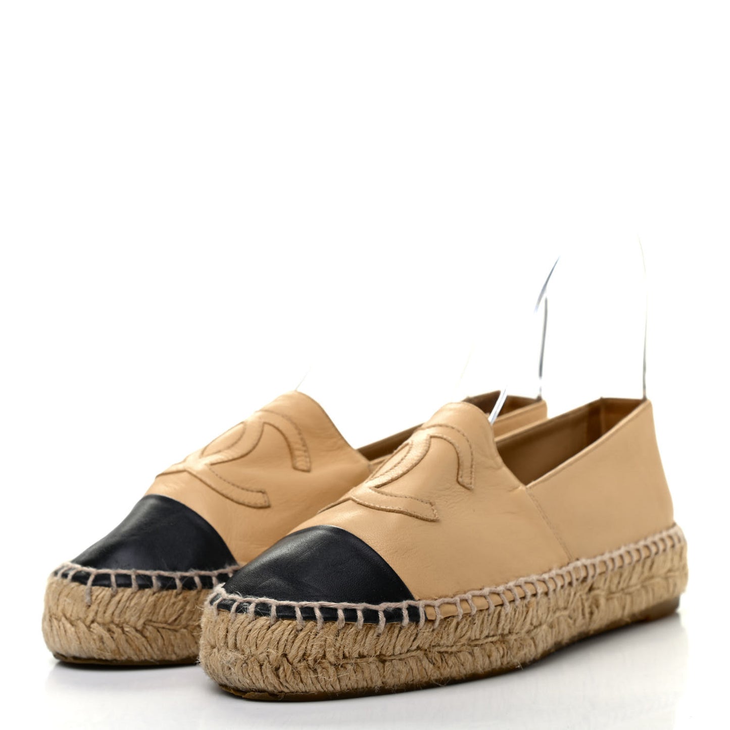 Lambskin CC Espadrilles 36 Beige Black
