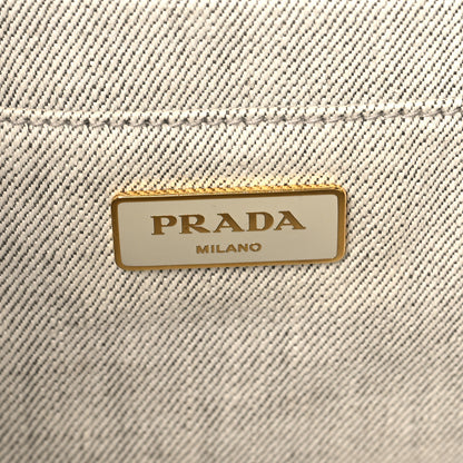 Prada Denim Logo Tote White 6 of 13