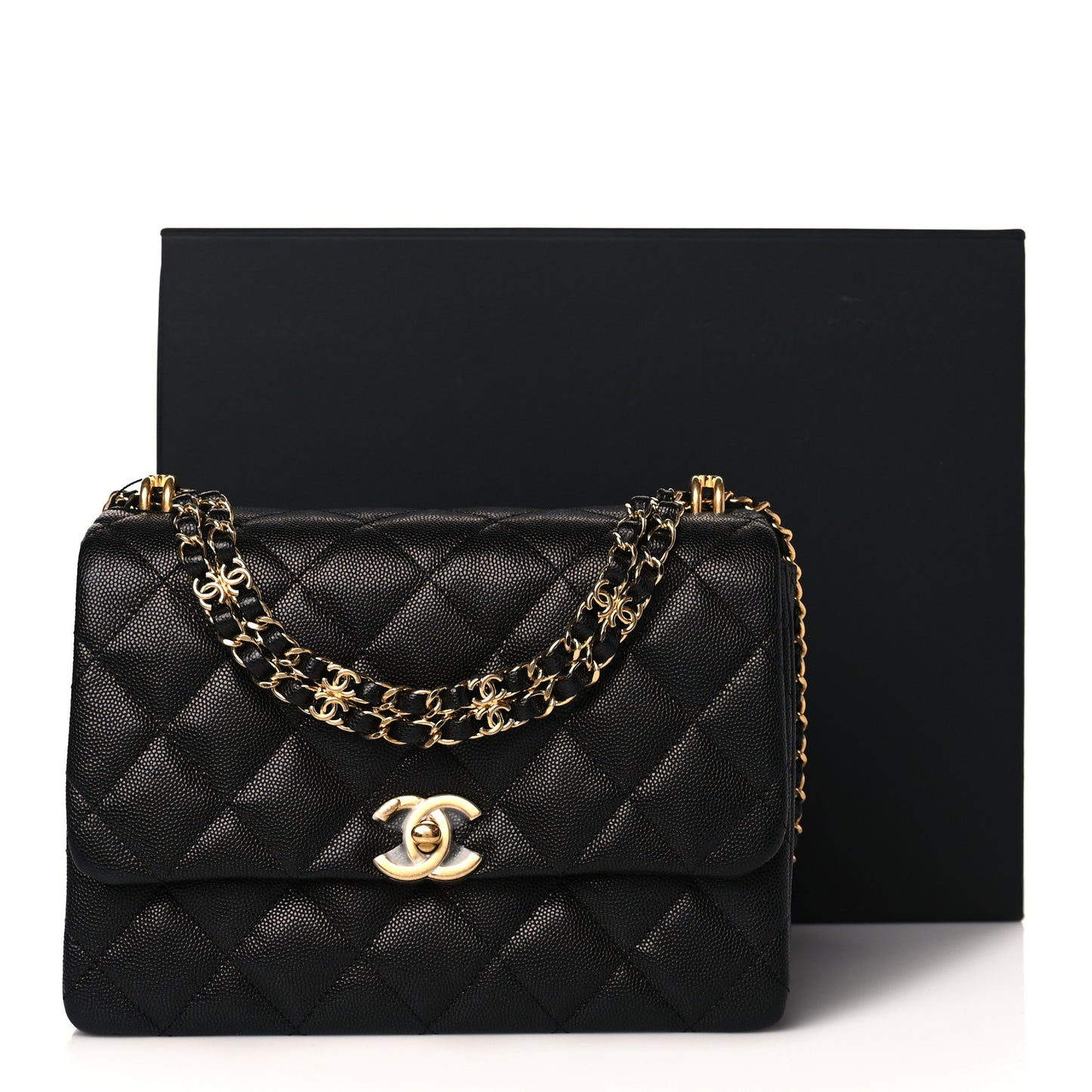 Caviar Quilted Coco First Flap Black