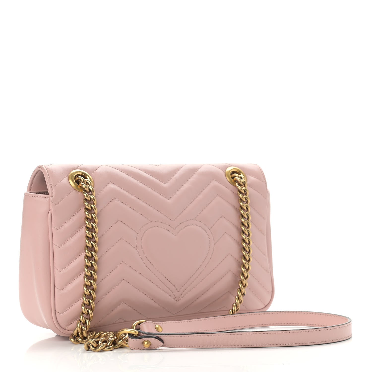 Gucci Calfskin Matelasse Small GG Marmont Shoulder Bag Perfect Pink 2 of 17