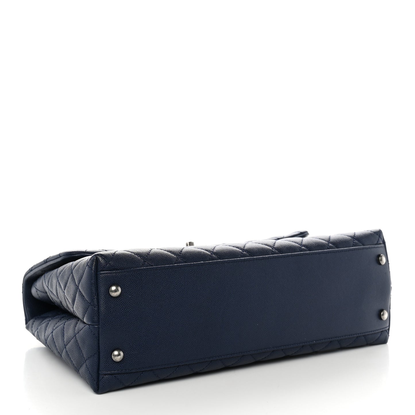 Caviar Lizard Quilted Medium Coco Handle Flap Navy