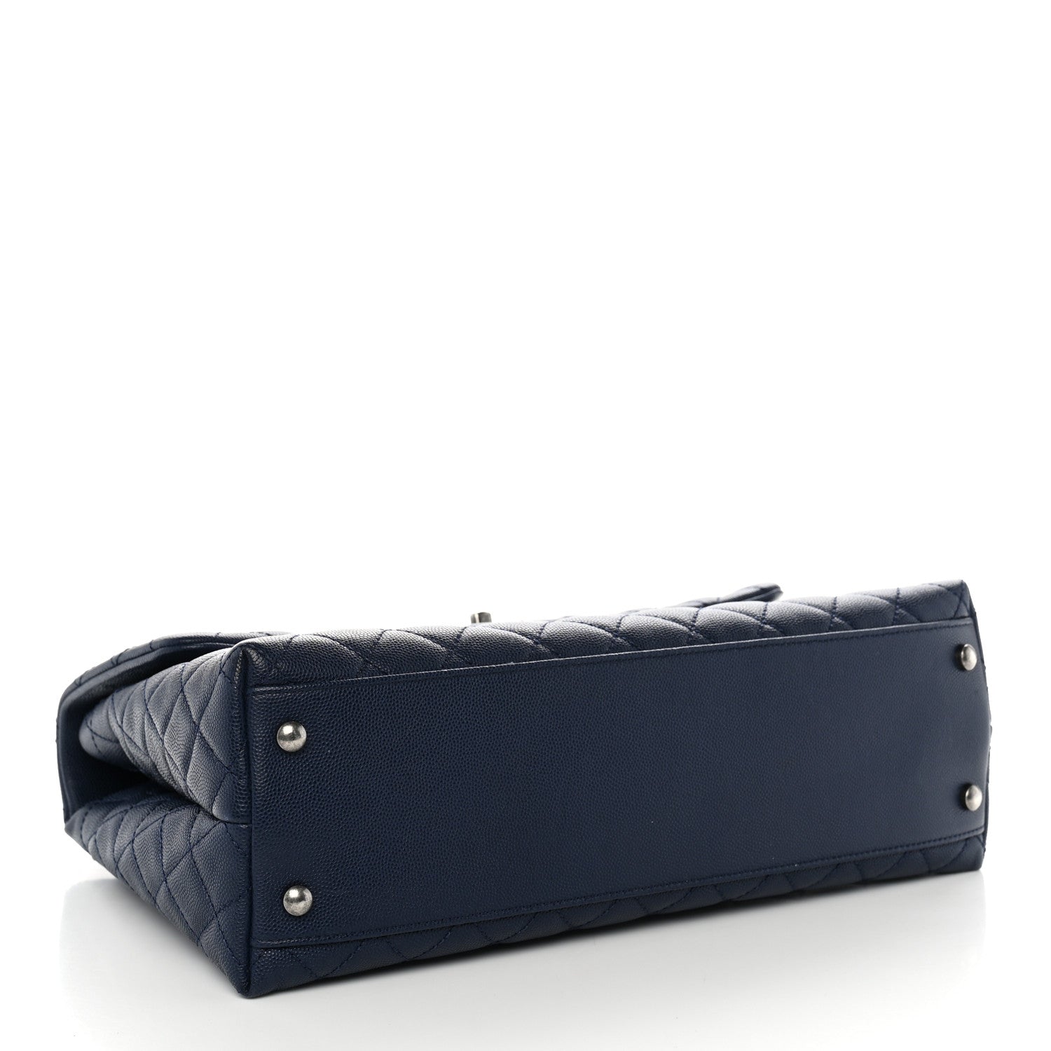 Chanel Caviar Lizard Quilted Medium Coco Handle Flap Navy 3 of 9