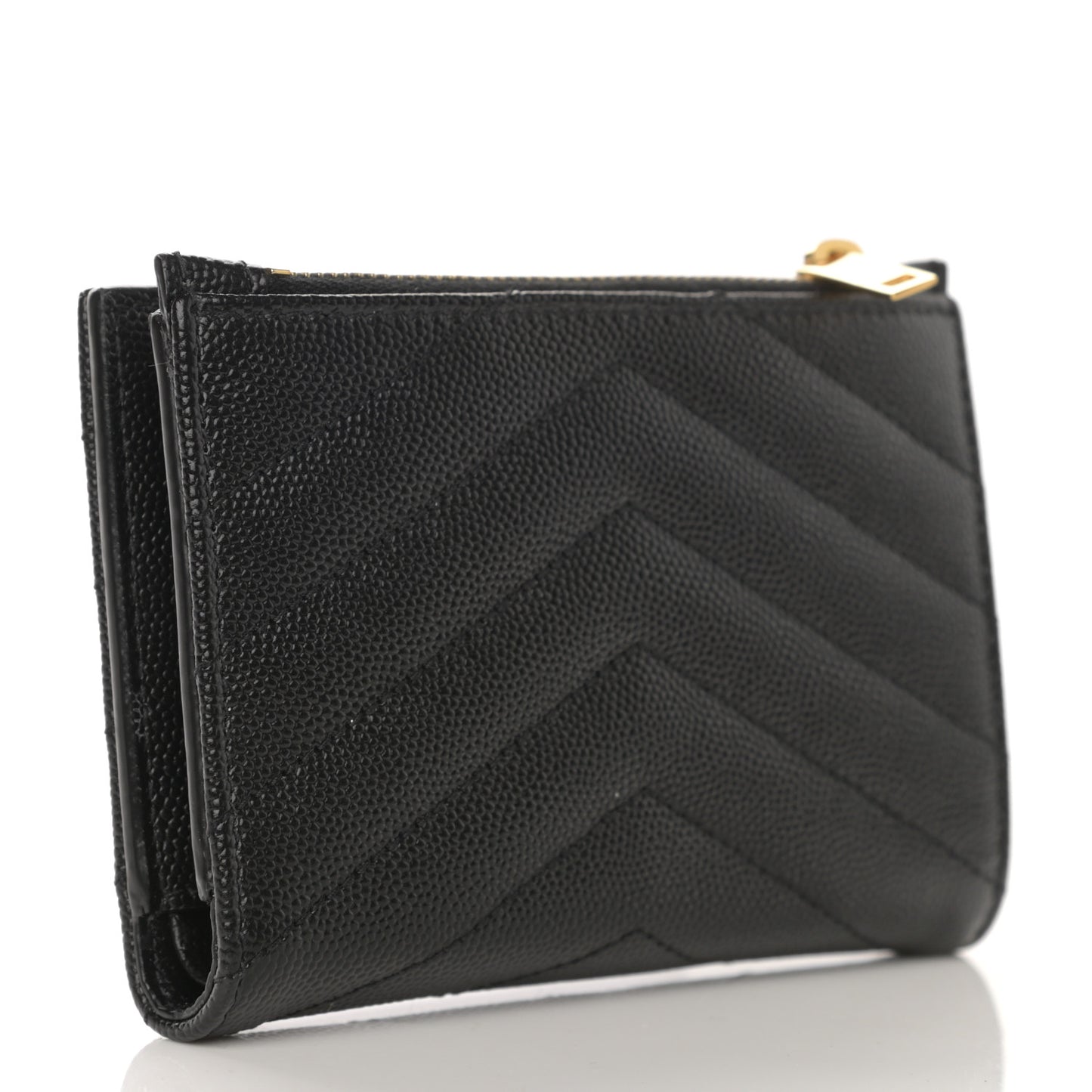 Grain De Poudre Matelasse Chevron Monogram Zipped Card Case Black