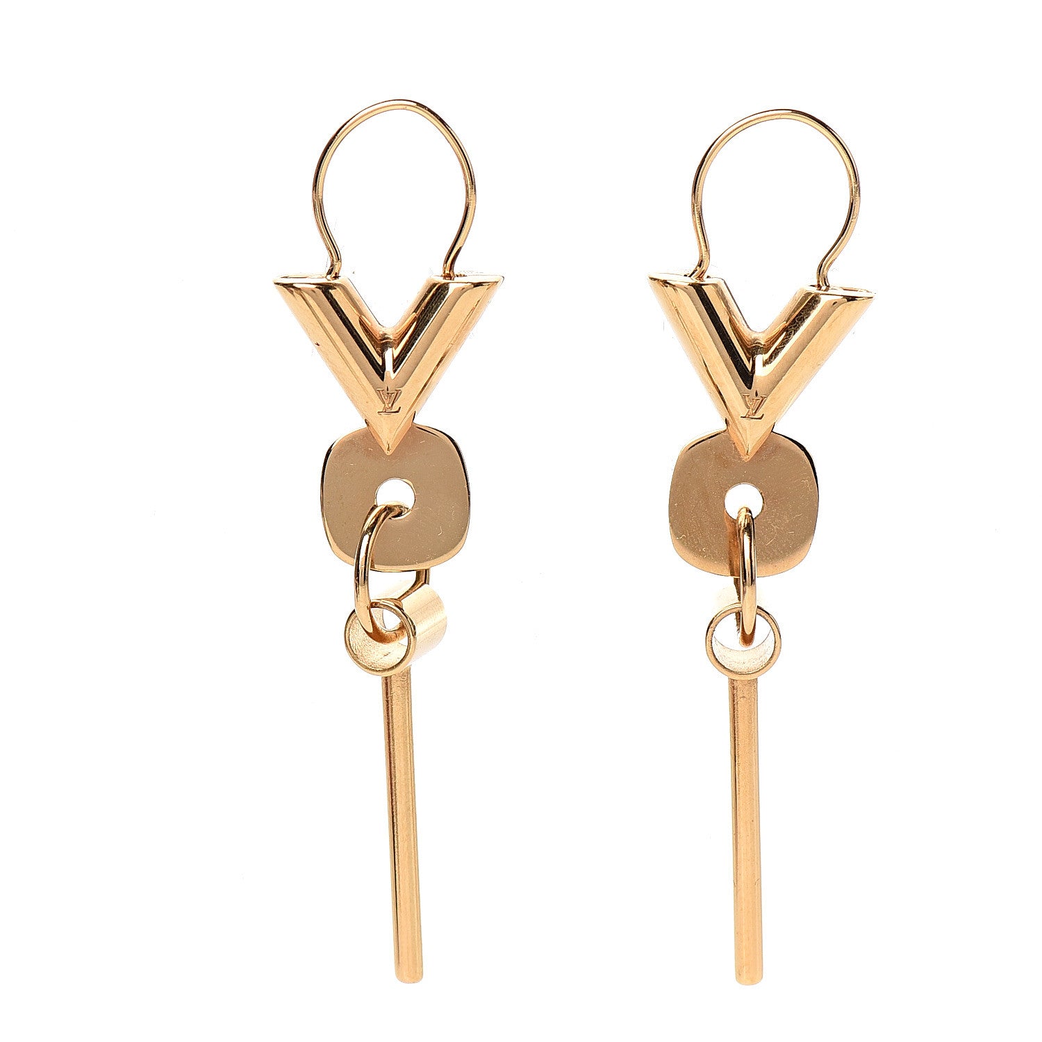 Louis Vuitton Brass Essential V Hoop Earrings Gold 1 of 5
