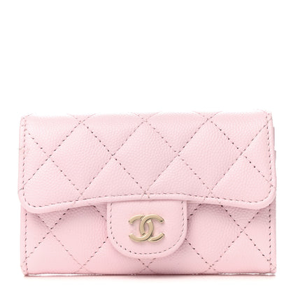 Chanel Caviar Quilted Flap Card Holder Wallet Light Pink 1 of 11