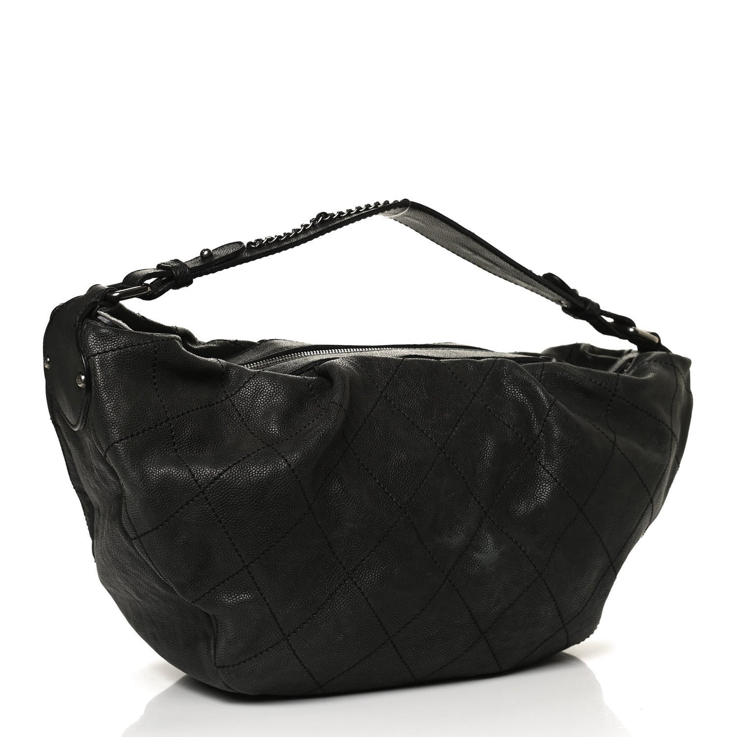 Caviar Stitched Large Outdoor Hobo Black