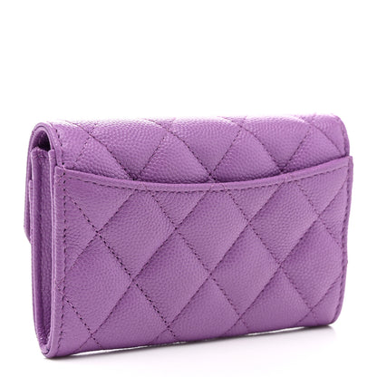 Chanel Caviar Quilted Flap Card Holder Wallet Purple 4 of 9