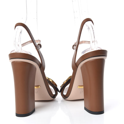 Gucci Lifford Calfskin GG Marmont Ankle Wrap 105mm Sandals 37 Cognac 6 of 11
