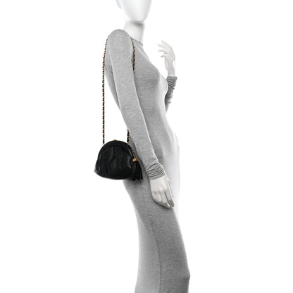 Chanel Lambskin Quilted Tassel Kiss Lock Evening Clutch With Chain Black 3 of 11