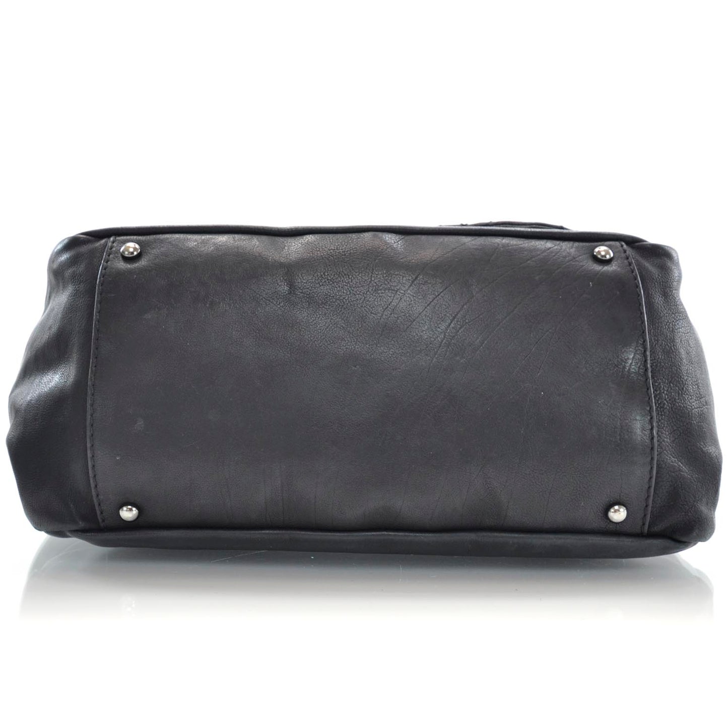 Leather Diamond Stitch Flap Black