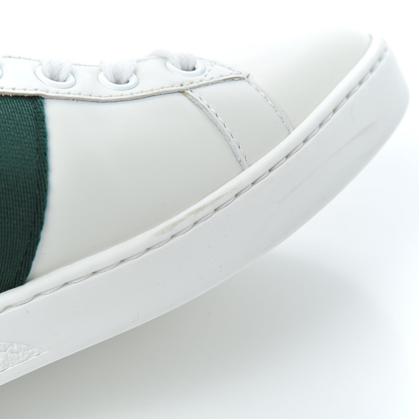 Calfskin Ayers Bee Embroidered Womens Ace Sneakers 37.5 White Green