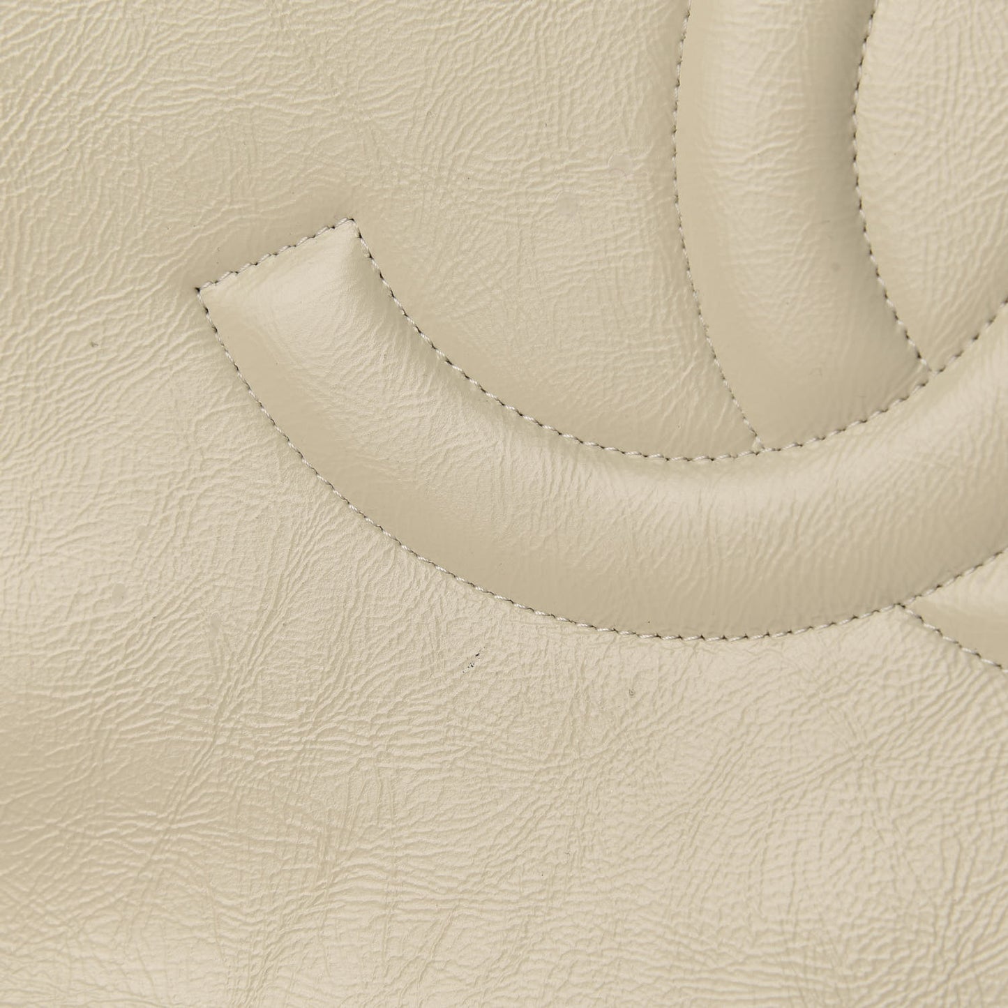 Glazed Aged Calfskin CC Tote White