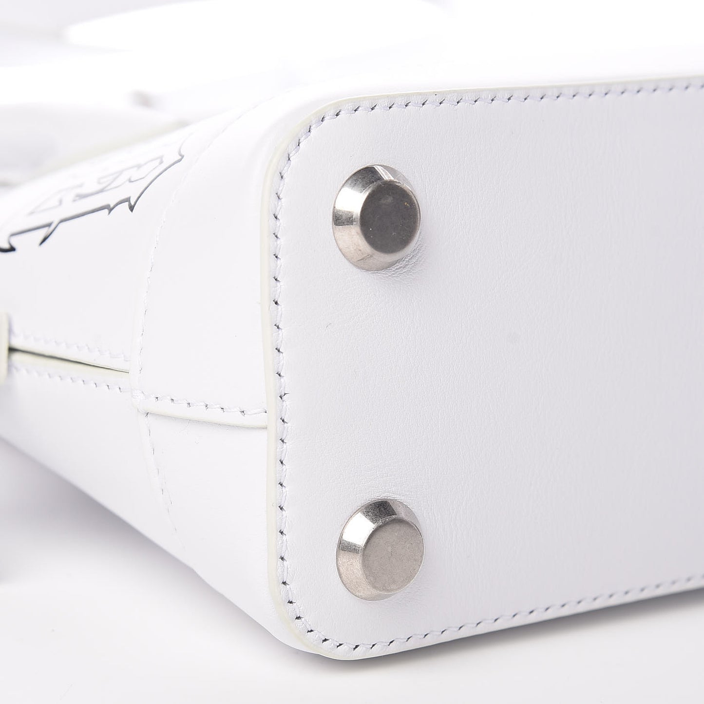 Calfskin Gothic Logo XXS Ville Top Handle Bag White